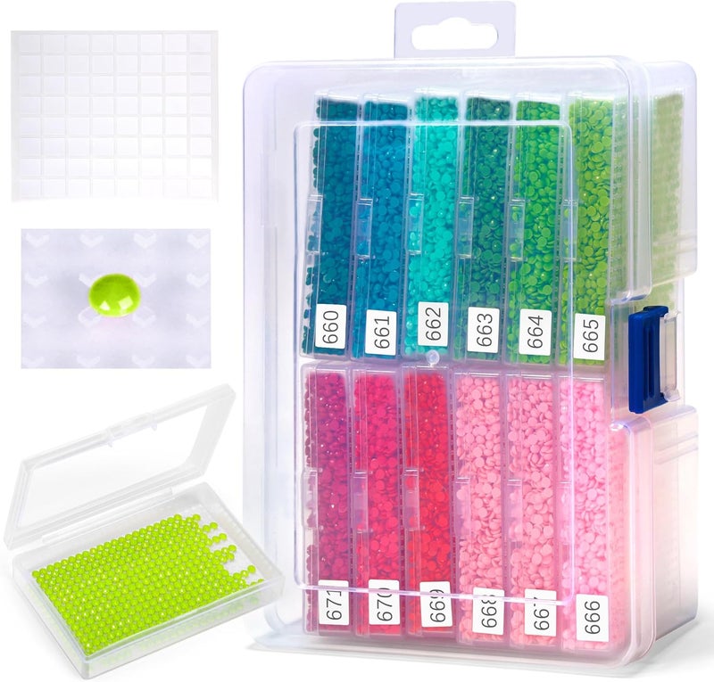 PP OPOUNT 12PCS 2-in-1 Diamond Art Storage Trays with Lids, Convex Bottom Diamond Painting Storage Organizer Box, Spill-Proof Diamond Art Accessories for Sorting & Line-Up, Christmas Craft Gift for Crafters - Image 1